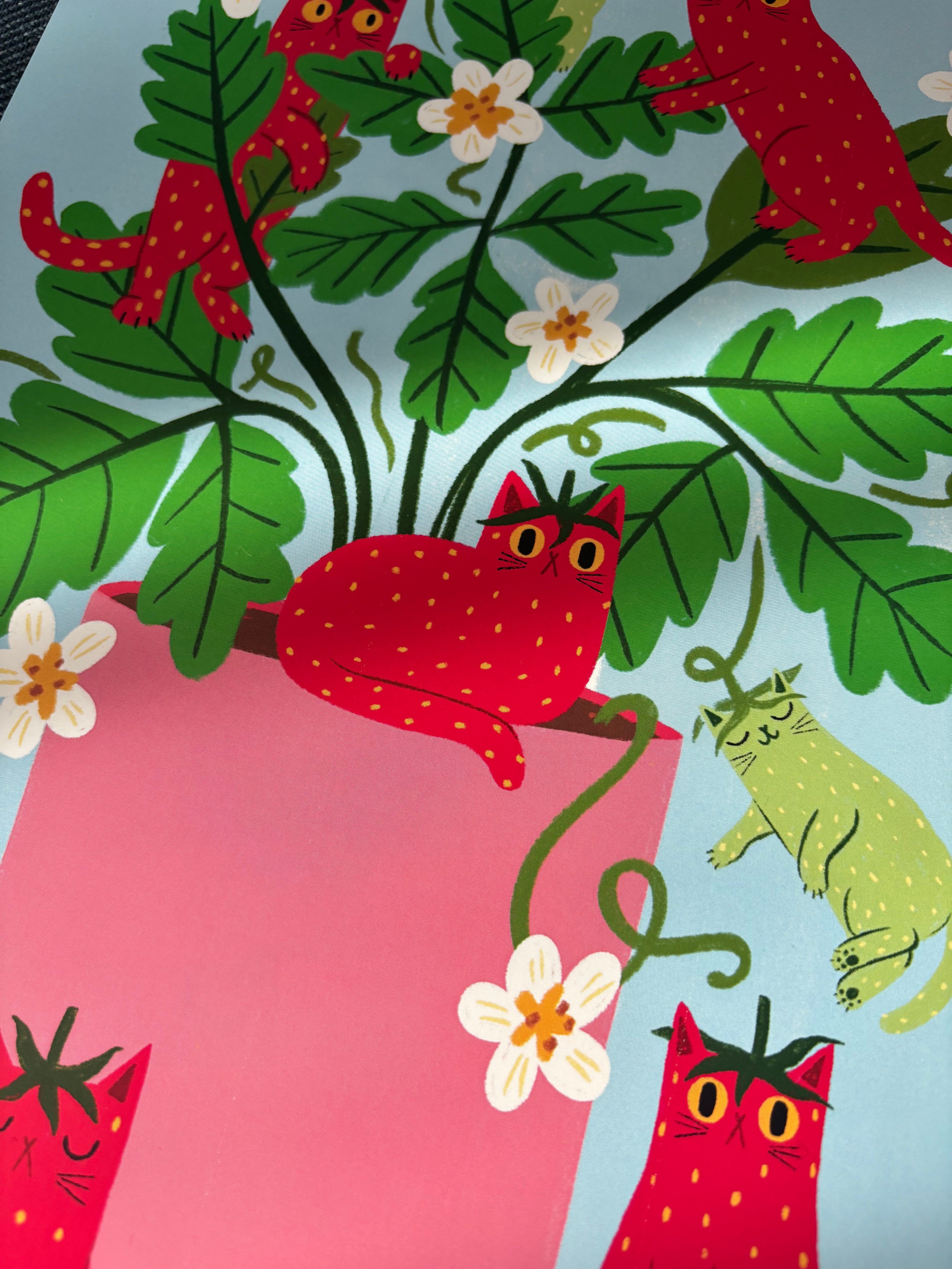 Strawberry Cat A4 Print